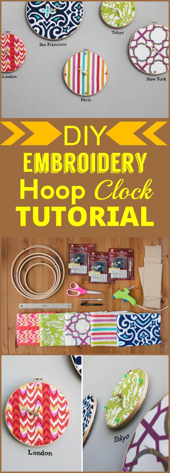 DIY embroidery hoop clock tutorial